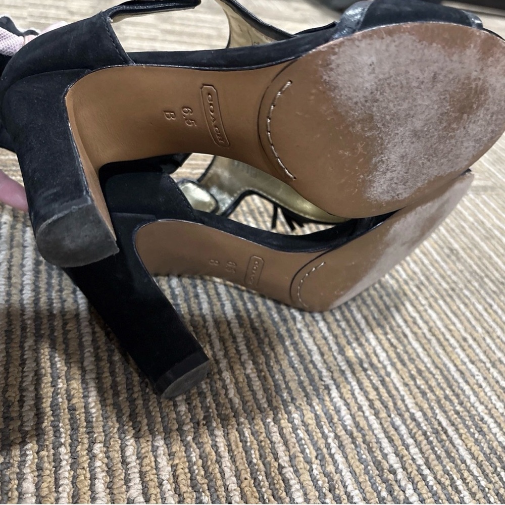 Coach Black Leather Tassel Peep toe High Heel Pumps Size 6.5 M - Picture 5 of 7